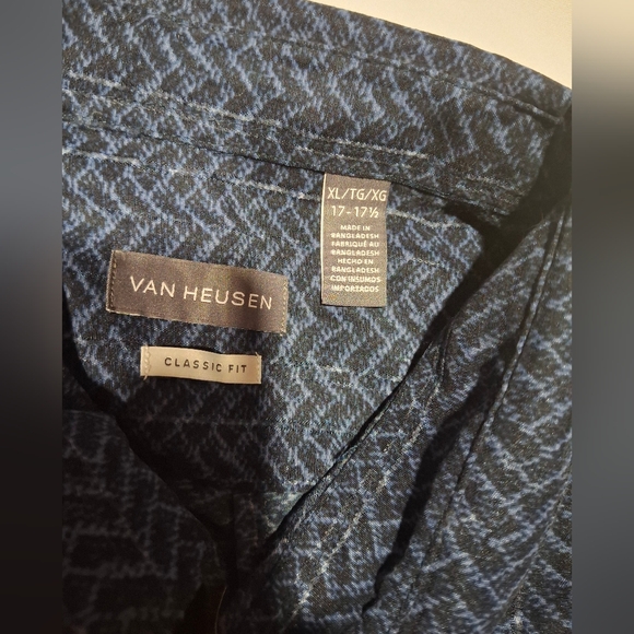 Van Heusen Navy Chevron Casual Shirt,size Xl - Picture 4 of 5